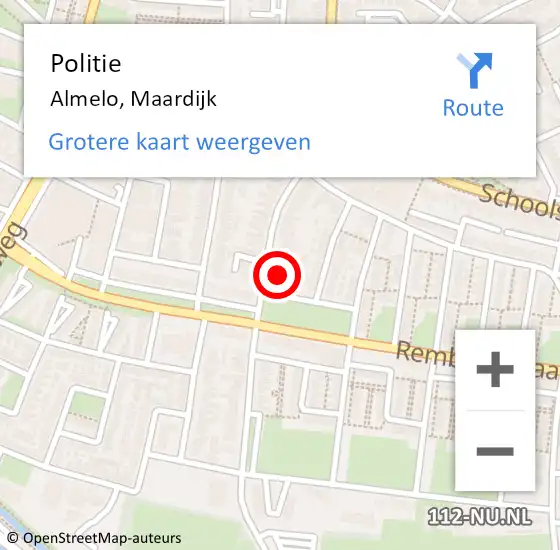 Locatie op kaart van de 112 melding: Politie Almelo, Maardijk op 27 april 2024 20:38