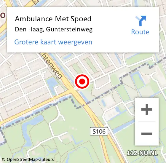 Locatie op kaart van de 112 melding: Ambulance Met Spoed Naar Den Haag, Guntersteinweg op 27 april 2024 20:49