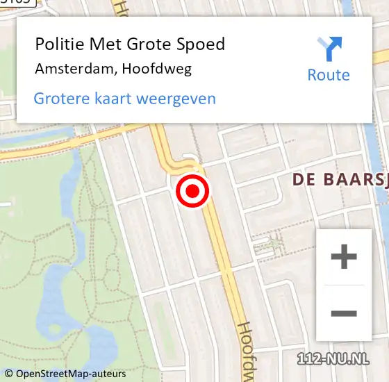 Locatie op kaart van de 112 melding: Politie Met Grote Spoed Naar Amsterdam, Hoofdweg op 27 april 2024 20:52