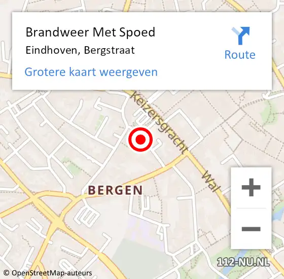 Locatie op kaart van de 112 melding: Brandweer Met Spoed Naar Eindhoven, Bergstraat op 27 april 2024 21:11