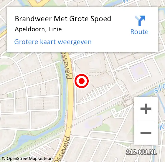 Locatie op kaart van de 112 melding: Brandweer Met Grote Spoed Naar Apeldoorn, Linie op 27 april 2024 21:14