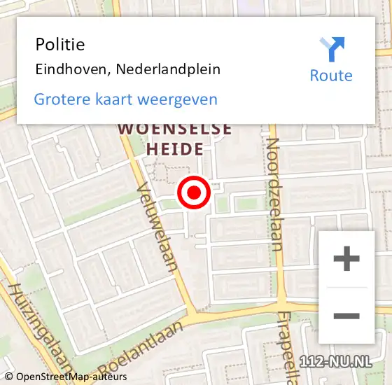 Locatie op kaart van de 112 melding: Politie Eindhoven, Nederlandplein op 27 april 2024 21:15