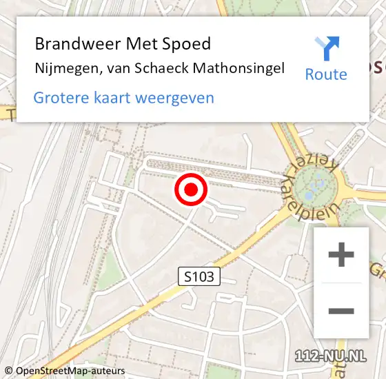 Locatie op kaart van de 112 melding: Brandweer Met Spoed Naar Nijmegen, van Schaeck Mathonsingel op 27 april 2024 21:17