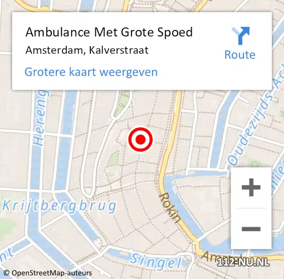 Locatie op kaart van de 112 melding: Ambulance Met Grote Spoed Naar Amsterdam, Kalverstraat op 27 april 2024 21:23