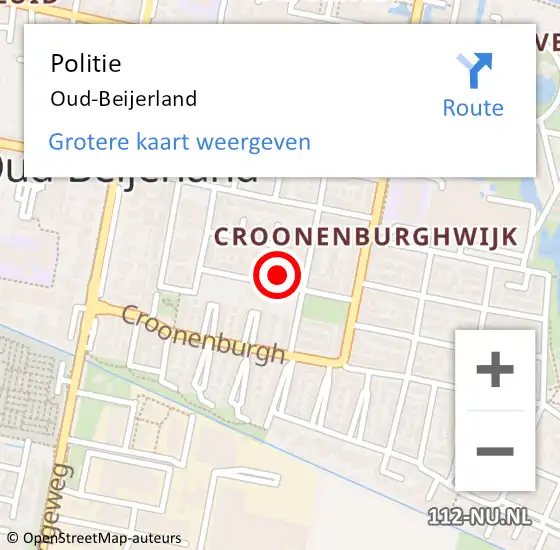 Locatie op kaart van de 112 melding: Politie Oud-Beijerland op 27 april 2024 21:23