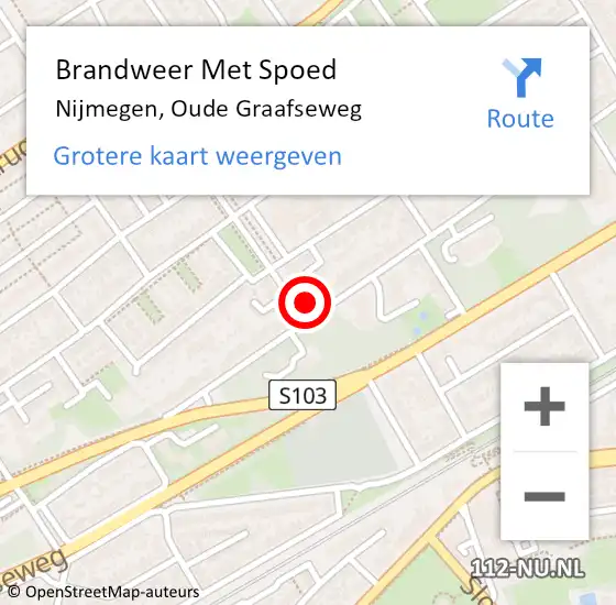 Locatie op kaart van de 112 melding: Brandweer Met Spoed Naar Nijmegen, Oude Graafseweg op 27 april 2024 21:26