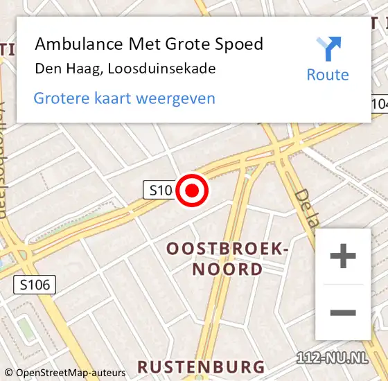 Locatie op kaart van de 112 melding: Ambulance Met Grote Spoed Naar Den Haag, Loosduinsekade op 27 april 2024 21:34