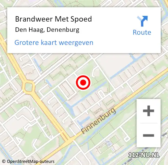 Locatie op kaart van de 112 melding: Brandweer Met Spoed Naar Den Haag, Denenburg op 27 april 2024 22:04