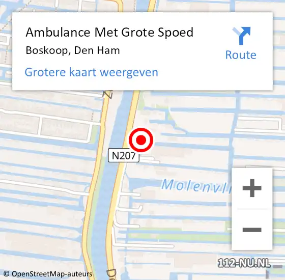 Locatie op kaart van de 112 melding: Ambulance Met Grote Spoed Naar Boskoop, Den Ham op 27 april 2024 22:08