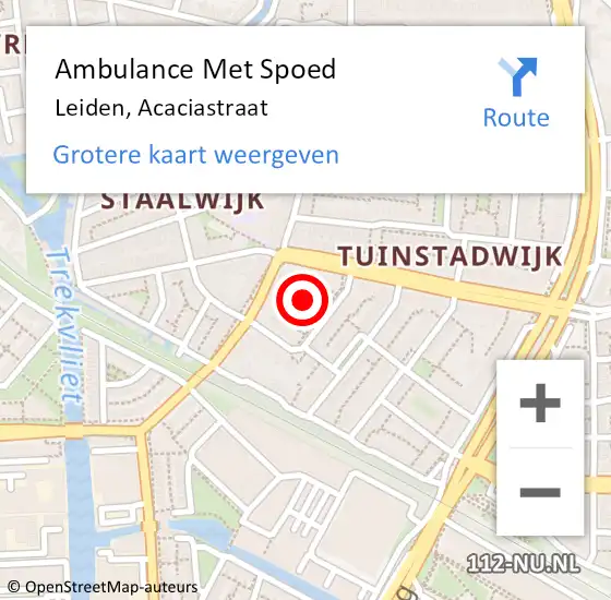 Locatie op kaart van de 112 melding: Ambulance Met Spoed Naar Leiden, Acaciastraat op 27 april 2024 22:08