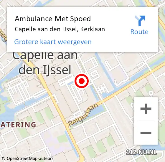 Locatie op kaart van de 112 melding: Ambulance Met Spoed Naar Capelle aan den IJssel, Kerklaan op 27 april 2024 22:08