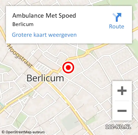 Locatie op kaart van de 112 melding: Ambulance Met Spoed Naar Berlicum op 27 april 2024 22:09