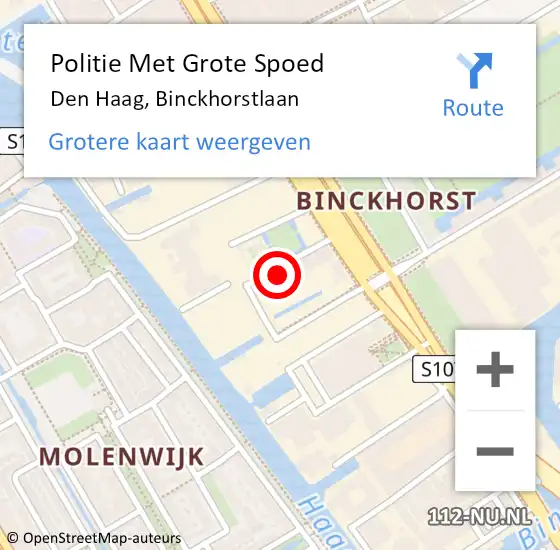 Locatie op kaart van de 112 melding: Politie Met Grote Spoed Naar Den Haag, Binckhorstlaan op 27 april 2024 22:24
