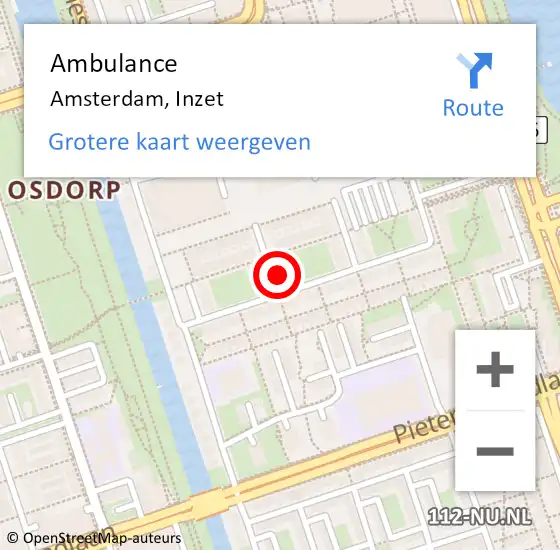Locatie op kaart van de 112 melding: Ambulance Amsterdam, Inzet op 27 april 2024 22:36