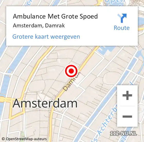 Locatie op kaart van de 112 melding: Ambulance Met Grote Spoed Naar Amsterdam, Damrak op 27 april 2024 22:40