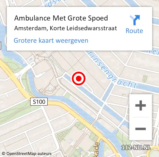 Locatie op kaart van de 112 melding: Ambulance Met Grote Spoed Naar Amsterdam, Korte Leidsedwarsstraat op 27 april 2024 22:49