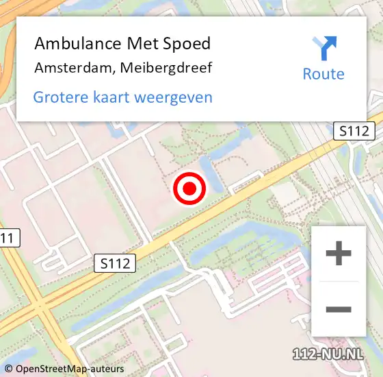 Locatie op kaart van de 112 melding: Ambulance Met Spoed Naar Amsterdam, Meibergdreef op 27 april 2024 22:50