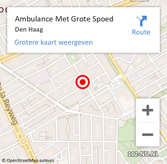 Locatie op kaart van de 112 melding: Ambulance Met Grote Spoed Naar Den Haag op 27 april 2024 22:52