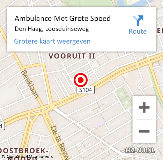 Locatie op kaart van de 112 melding: Ambulance Met Grote Spoed Naar Den Haag, Loosduinseweg op 27 april 2024 23:00