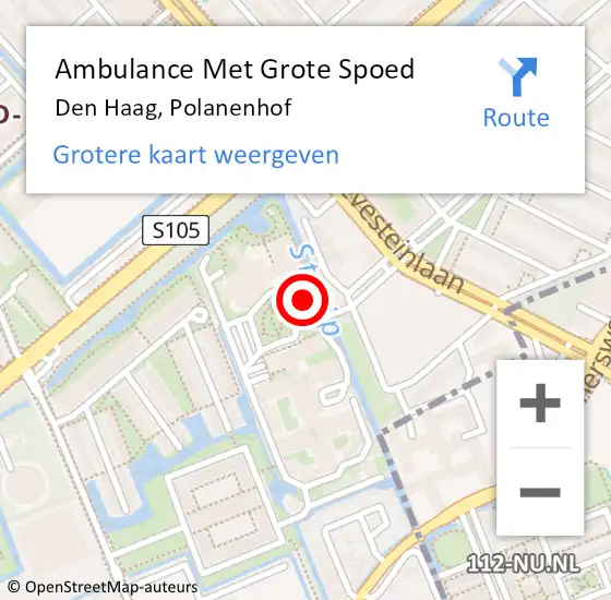 Locatie op kaart van de 112 melding: Ambulance Met Grote Spoed Naar Den Haag, Polanenhof op 27 april 2024 23:38