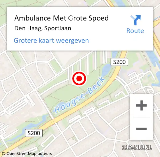 Locatie op kaart van de 112 melding: Ambulance Met Grote Spoed Naar Den Haag, Sportlaan op 27 april 2024 23:43