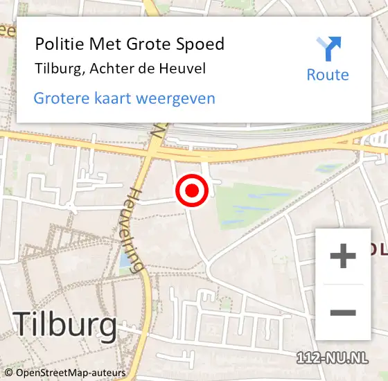 Locatie op kaart van de 112 melding: Politie Met Grote Spoed Naar Tilburg, Achter de Heuvel op 28 april 2024 00:00