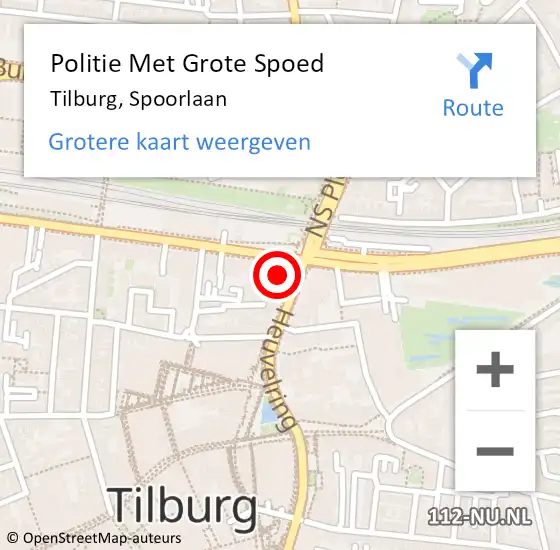 Locatie op kaart van de 112 melding: Politie Met Grote Spoed Naar Tilburg, Spoorlaan op 28 april 2024 00:02