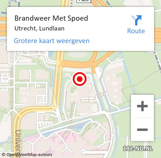 Locatie op kaart van de 112 melding: Brandweer Met Spoed Naar Utrecht, Lundlaan op 28 april 2024 00:20