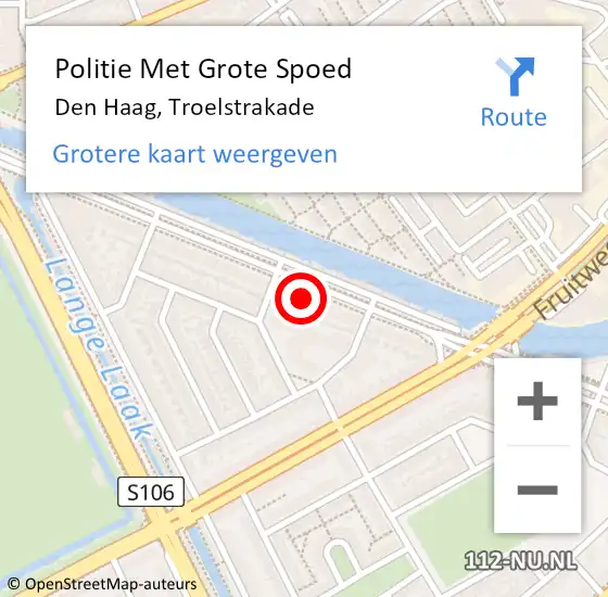 Locatie op kaart van de 112 melding: Politie Met Grote Spoed Naar Den Haag, Troelstrakade op 28 april 2024 00:24