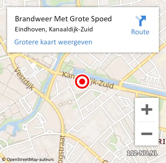 Locatie op kaart van de 112 melding: Brandweer Met Grote Spoed Naar Eindhoven, Kanaaldijk-Zuid op 28 april 2024 00:27