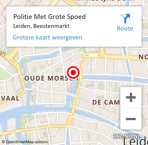 Locatie op kaart van de 112 melding: Politie Met Grote Spoed Naar Leiden, Beestenmarkt op 28 april 2024 00:28