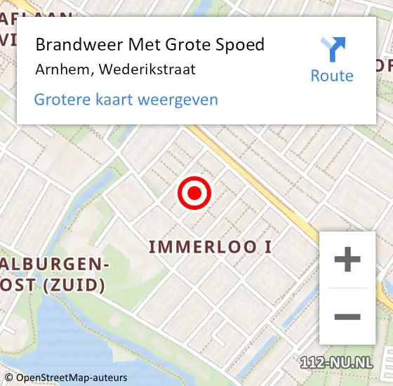Locatie op kaart van de 112 melding: Brandweer Met Grote Spoed Naar Arnhem, Wederikstraat op 28 april 2024 00:32