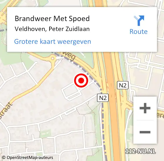 Locatie op kaart van de 112 melding: Brandweer Met Spoed Naar Veldhoven, Peter Zuidlaan op 28 april 2024 00:47