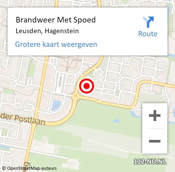 Locatie op kaart van de 112 melding: Brandweer Met Spoed Naar Leusden, Hagenstein op 28 april 2024 00:48