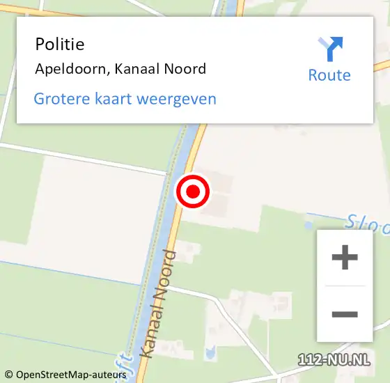 Locatie op kaart van de 112 melding: Politie Apeldoorn, Kanaal Noord op 28 april 2024 00:49