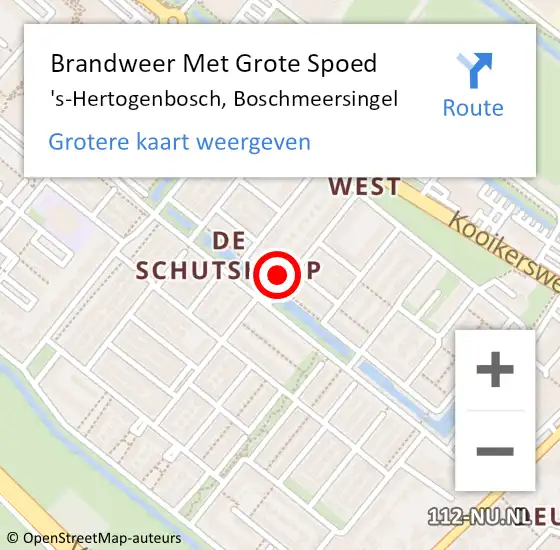 Locatie op kaart van de 112 melding: Brandweer Met Grote Spoed Naar 's-Hertogenbosch, Boschmeersingel op 28 april 2024 00:57