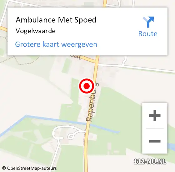 Locatie op kaart van de 112 melding: Ambulance Met Spoed Naar Vogelwaarde op 28 april 2024 00:59