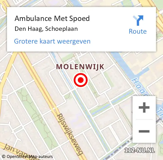 Locatie op kaart van de 112 melding: Ambulance Met Spoed Naar Den Haag, Schoeplaan op 28 april 2024 01:00