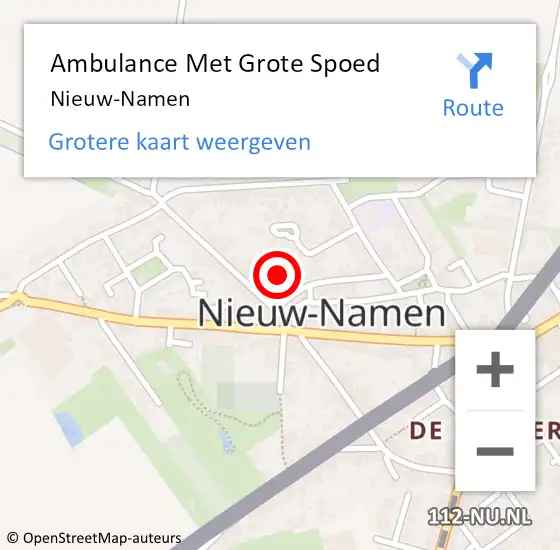 Locatie op kaart van de 112 melding: Ambulance Met Grote Spoed Naar Nieuw-Namen op 28 april 2024 01:05