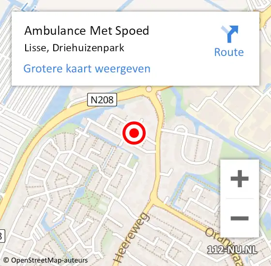 Locatie op kaart van de 112 melding: Ambulance Met Spoed Naar Lisse, Driehuizenpark op 28 april 2024 01:14