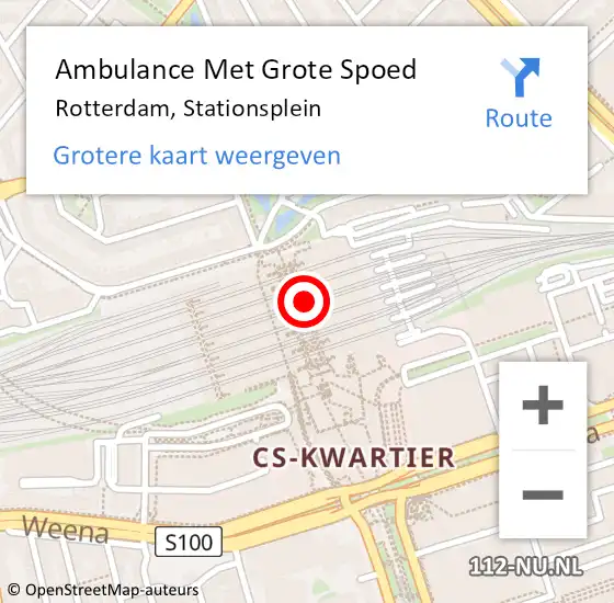 Locatie op kaart van de 112 melding: Ambulance Met Grote Spoed Naar Rotterdam, Stationsplein op 28 april 2024 01:17