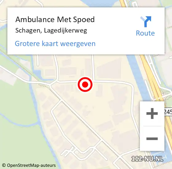 Locatie op kaart van de 112 melding: Ambulance Met Spoed Naar Schagen, Lagedijkerweg op 28 april 2024 01:19