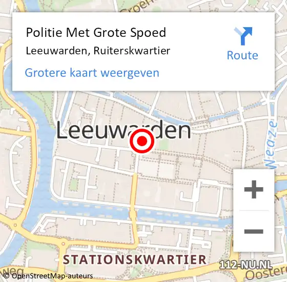 Locatie op kaart van de 112 melding: Politie Met Grote Spoed Naar Leeuwarden, Ruiterskwartier op 28 april 2024 01:19