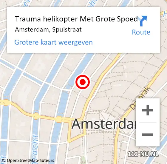 Locatie op kaart van de 112 melding: Trauma helikopter Met Grote Spoed Naar Amsterdam, Spuistraat op 28 april 2024 02:48