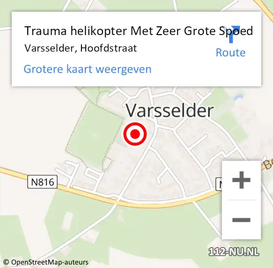 Locatie op kaart van de 112 melding: Trauma helikopter Met Zeer Grote Spoed Naar Varsselder, Hoofdstraat op 28 april 2024 03:05