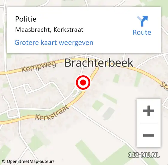 Locatie op kaart van de 112 melding: Politie Maasbracht, Kerkstraat op 28 april 2024 10:53