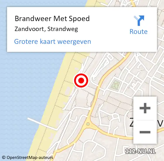 Locatie op kaart van de 112 melding: Brandweer Met Spoed Naar Zandvoort, Strandweg op 28 april 2024 12:38