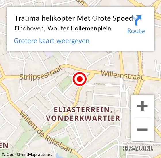 Locatie op kaart van de 112 melding: Trauma helikopter Met Grote Spoed Naar Eindhoven, Wouter Hollemanplein op 28 april 2024 15:22