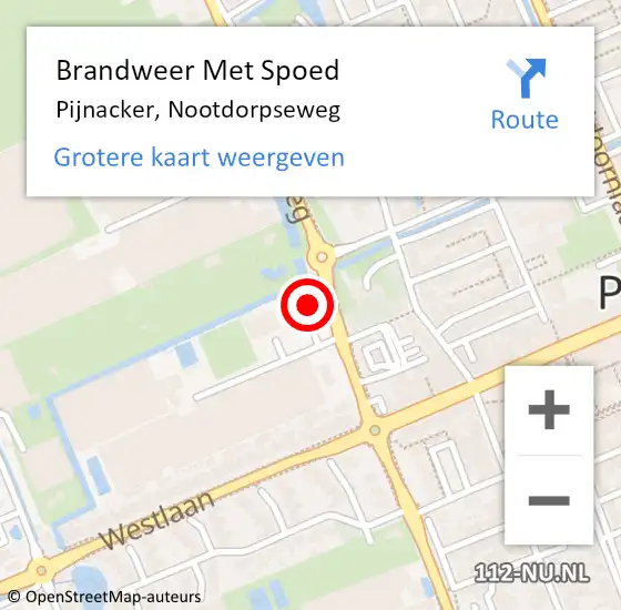 Locatie op kaart van de 112 melding: Brandweer Met Spoed Naar Pijnacker, Nootdorpseweg op 28 april 2024 16:01