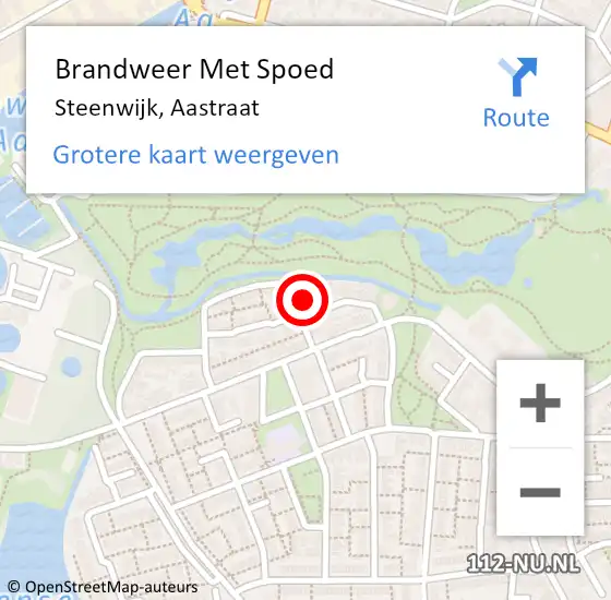 Locatie op kaart van de 112 melding: Brandweer Met Spoed Naar Steenwijk, Aastraat op 28 april 2024 16:10